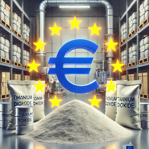 DALL·E 2025-01-09 15.32.52 - A depiction of titanium dioxide powder in a professional setting for industrial coatings, showcasing bags and containers without any text or labels. T